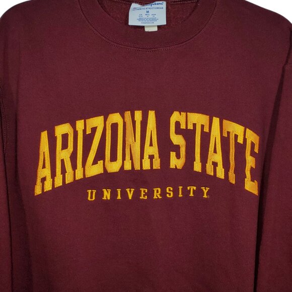 VTG Champion ASU Sweatshirt Men's M Maroon Embroidered Arizona State Spellout - Picture 2 of 6